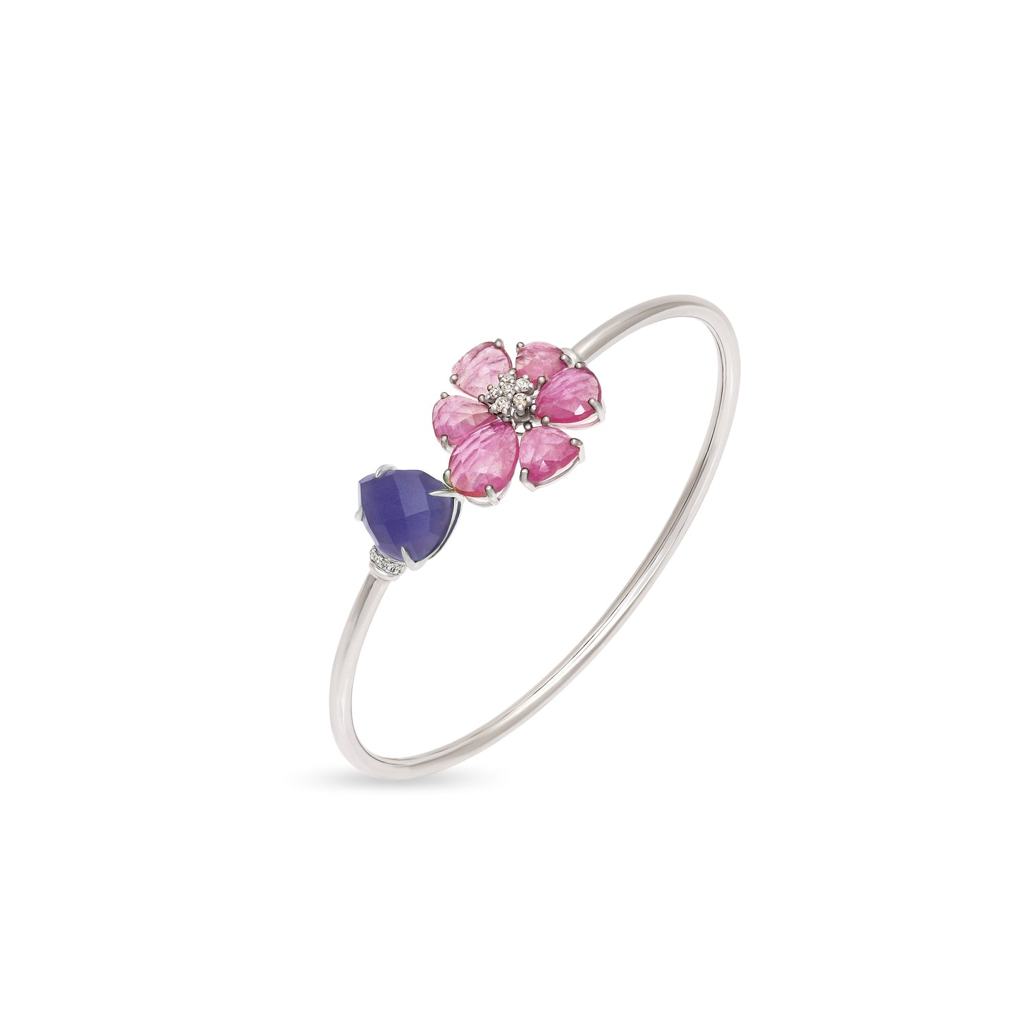 Ruby and Tanzanite Floral Drop Spring Bracelet