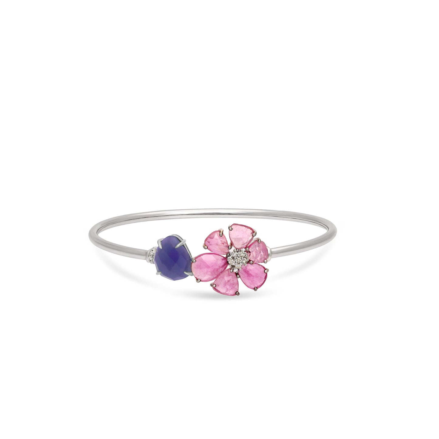 Ruby and Tanzanite Floral Drop Spring Bracelet