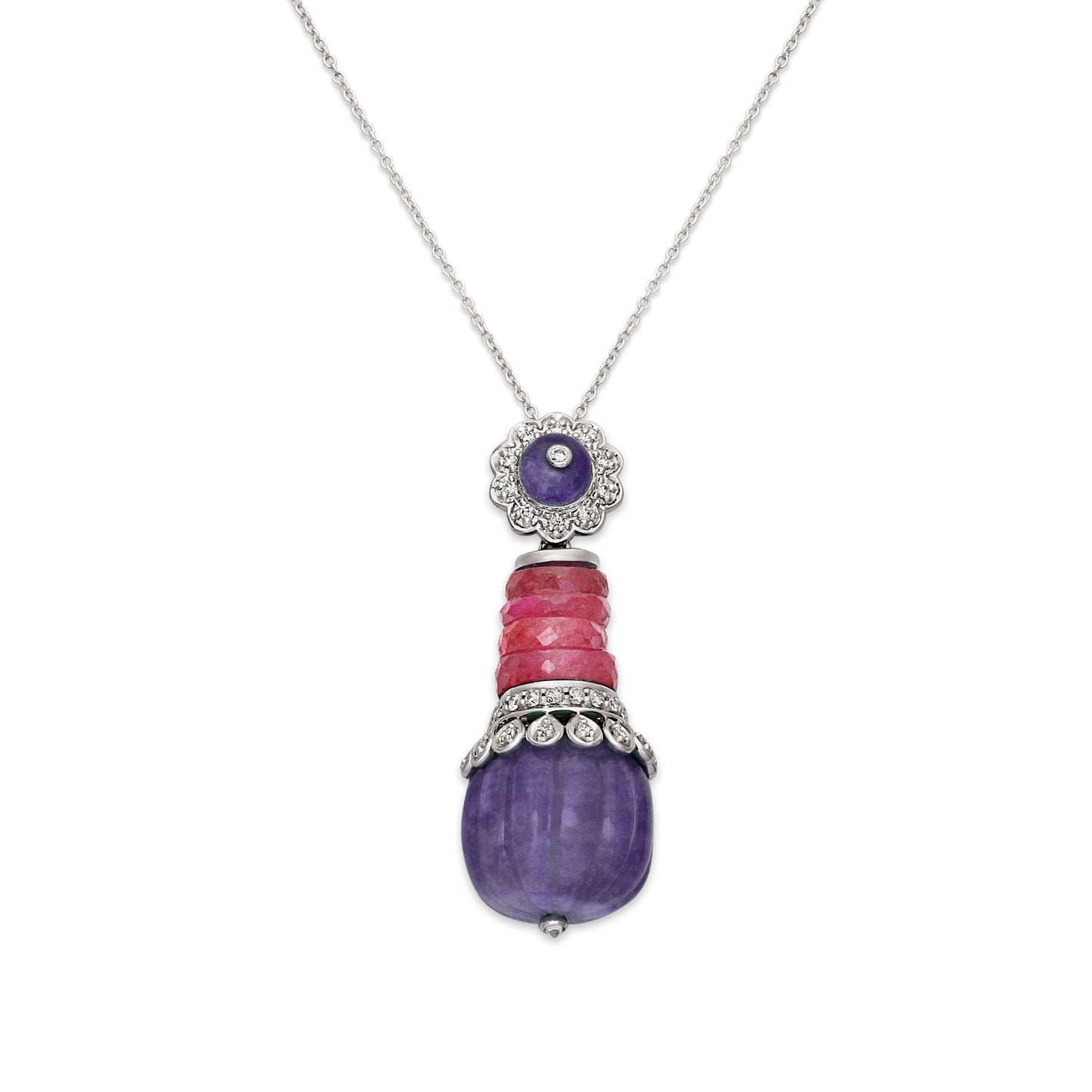 Ruby Diamond & Tanzanite Pendant Necklace