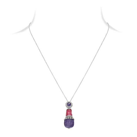 Ruby Diamond & Tanzanite Pendant Necklace
