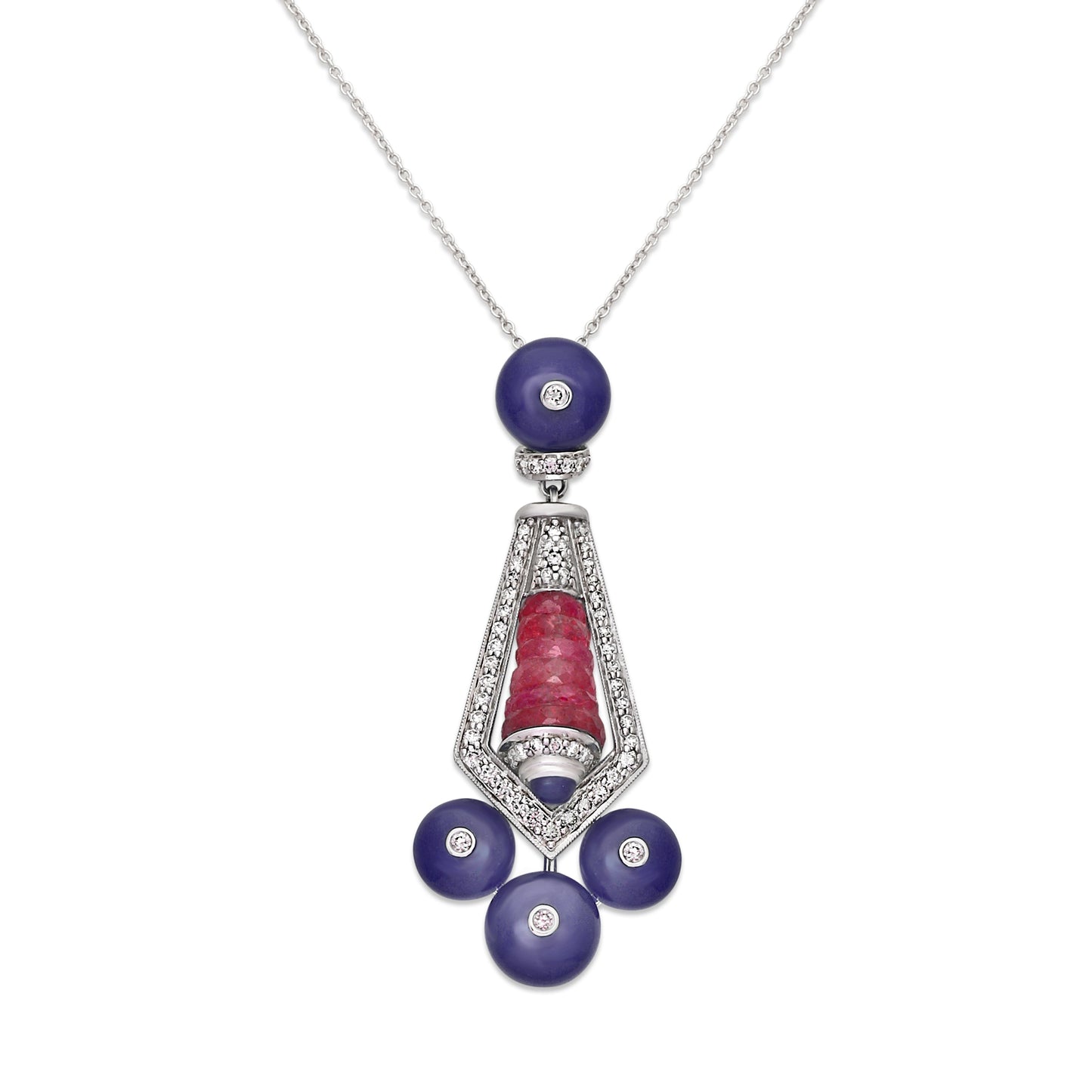 Ruby Tanzanite Pendant Necklace