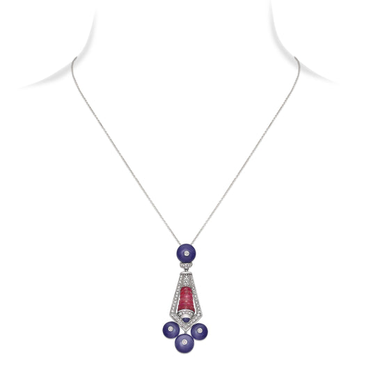 Ruby Tanzanite Pendant Necklace