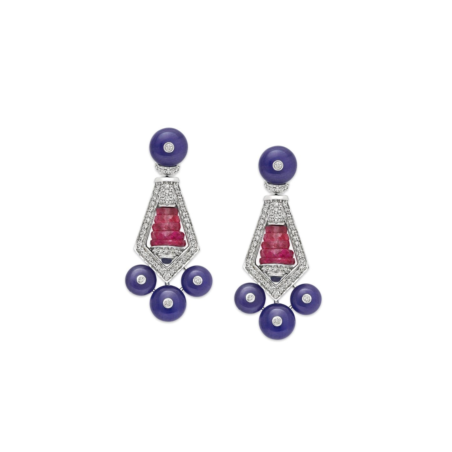 Ruby Diamond & Tanzanite Earrings