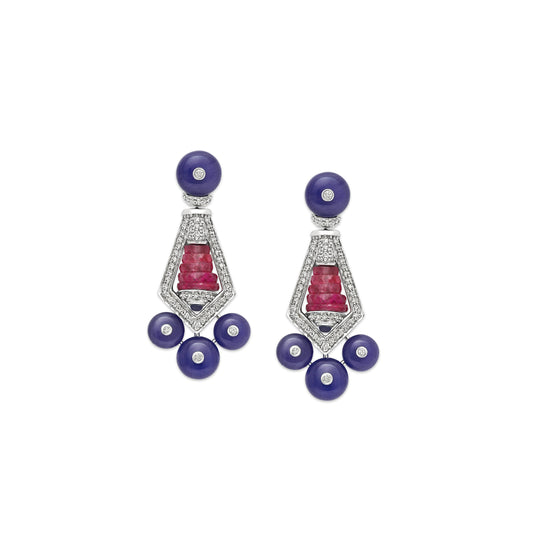 Ruby Diamond & Tanzanite Earrings