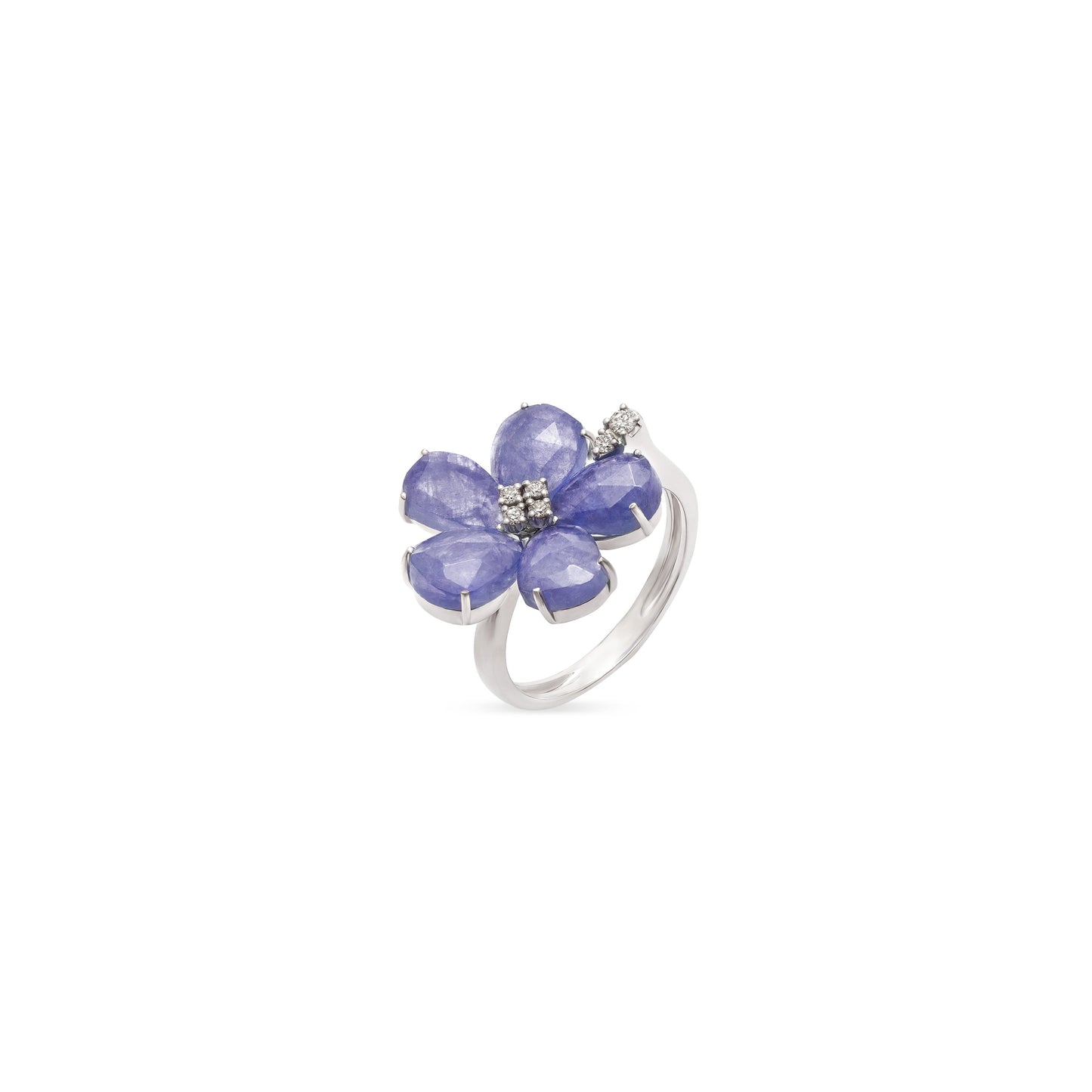 Tanzanite and Diamond Floral Ring