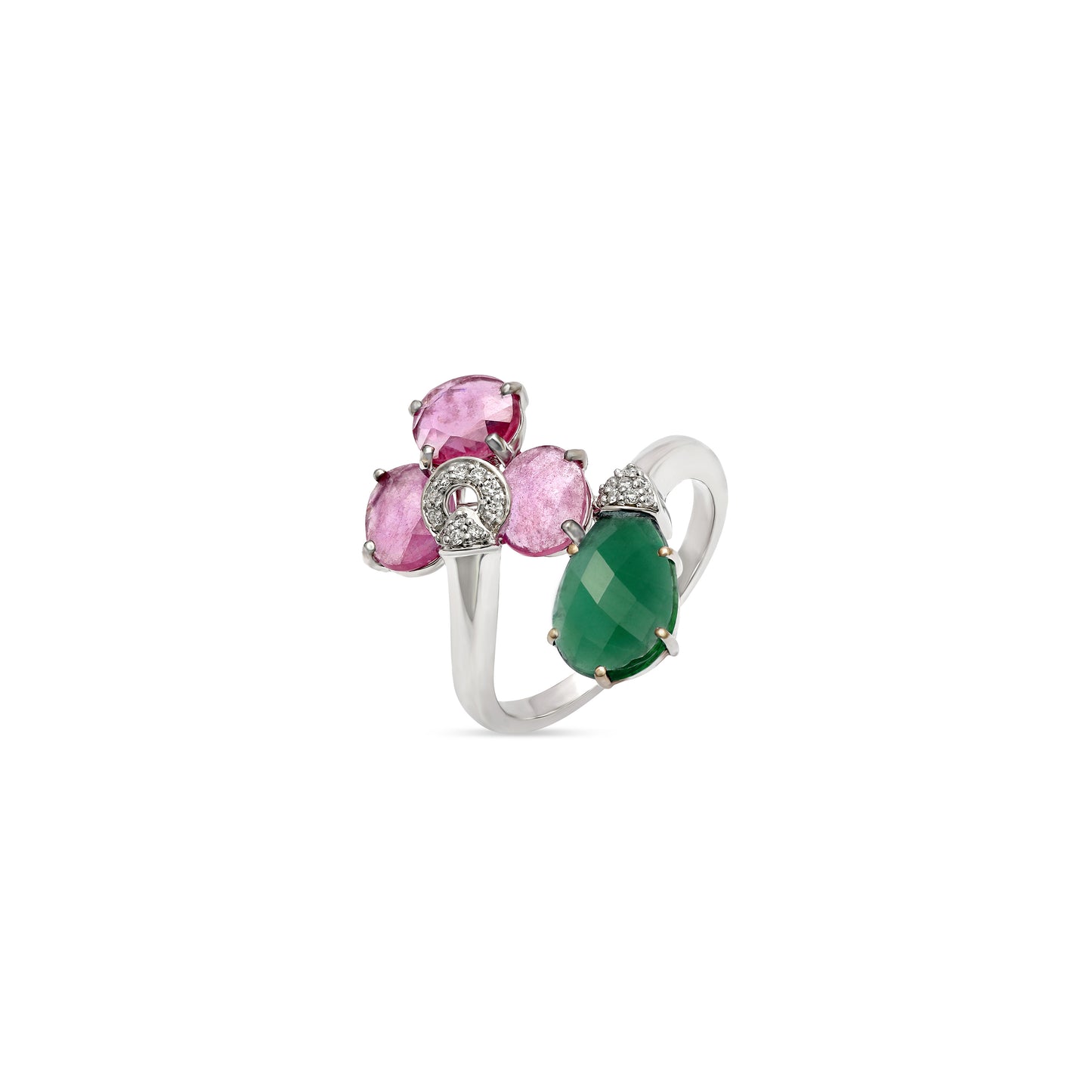 Ruby and Chalcedony Drop Ring