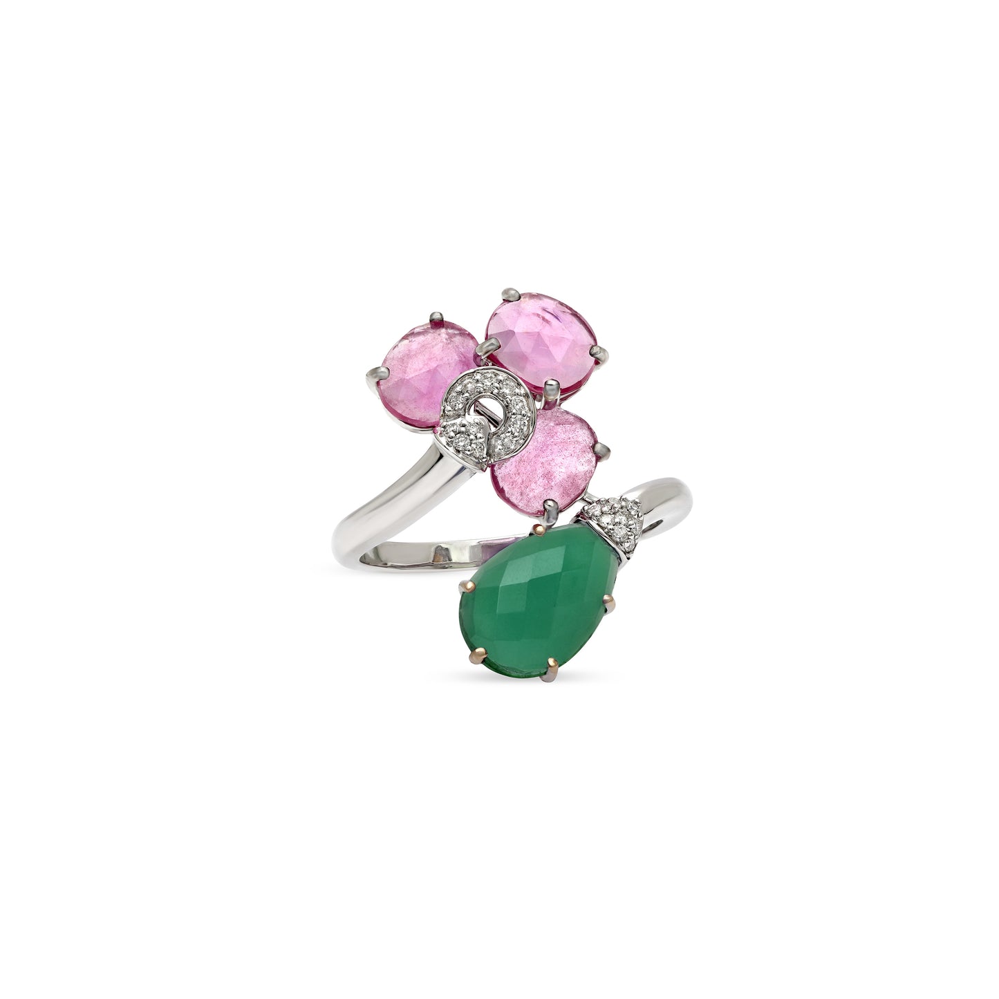 Ruby and Chalcedony Drop Ring