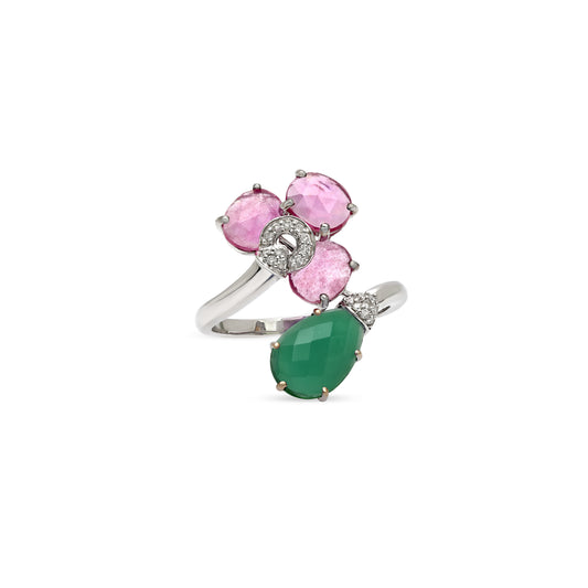 Ruby and Chalcedony Drop Ring