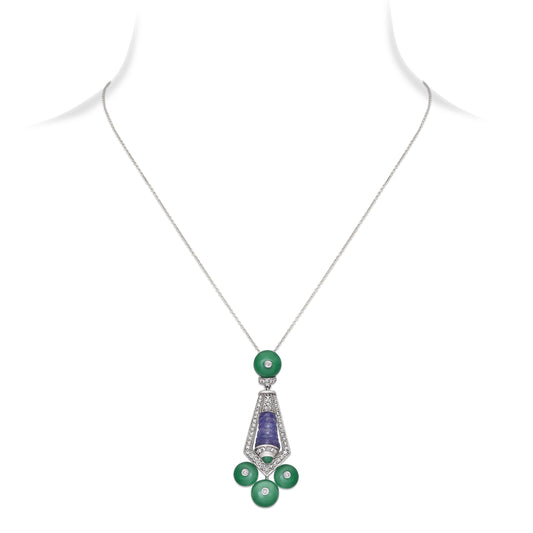 Tanzanite and Green Onyx Pendant Necklace