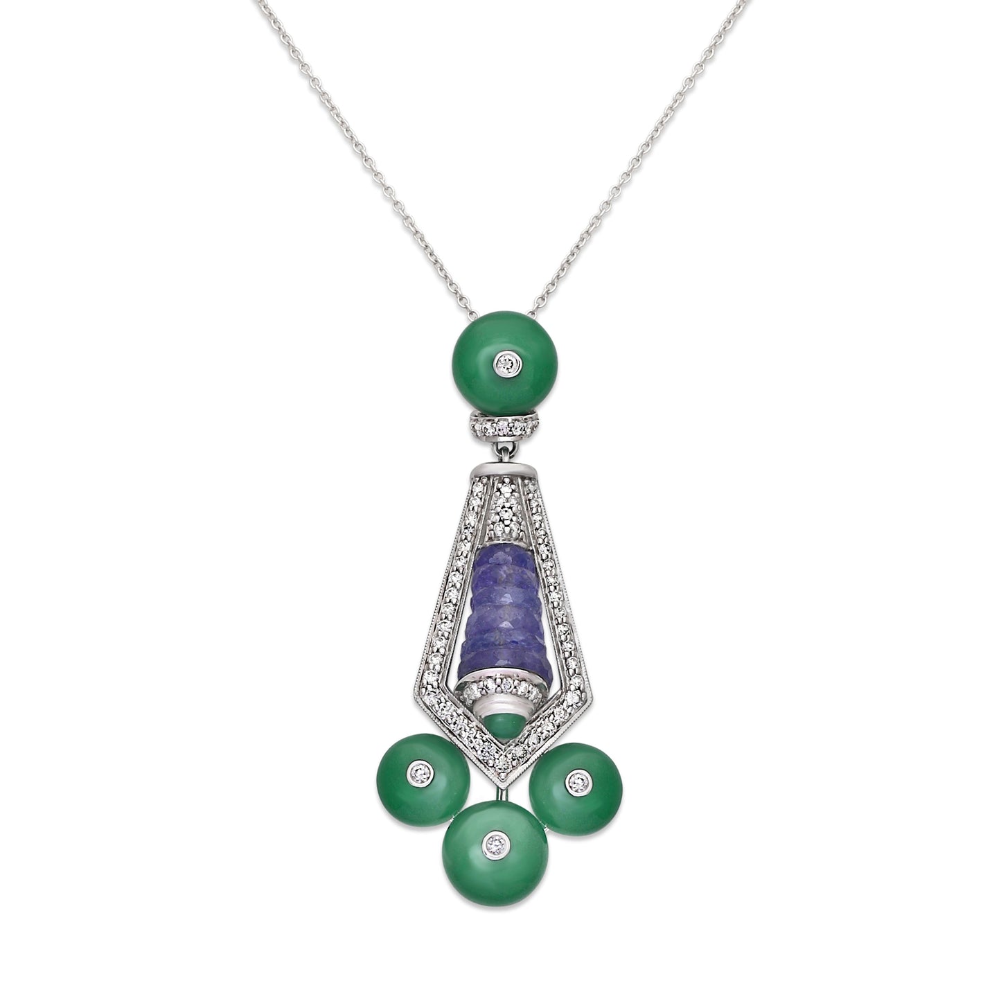 Tanzanite and Green Onyx Pendant Necklace