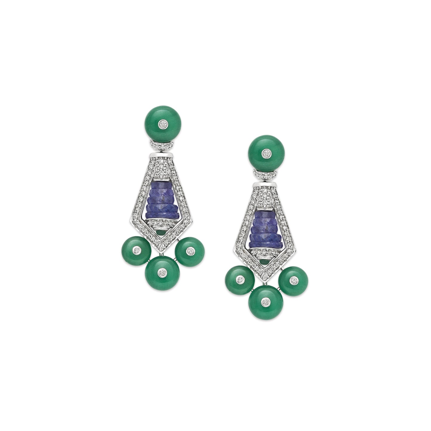 Tanzanite and Green Onyx Earrings