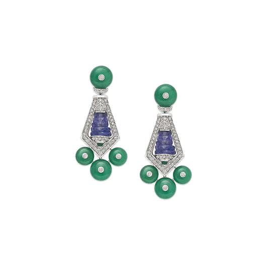 Tanzanite and Green Onyx Earrings