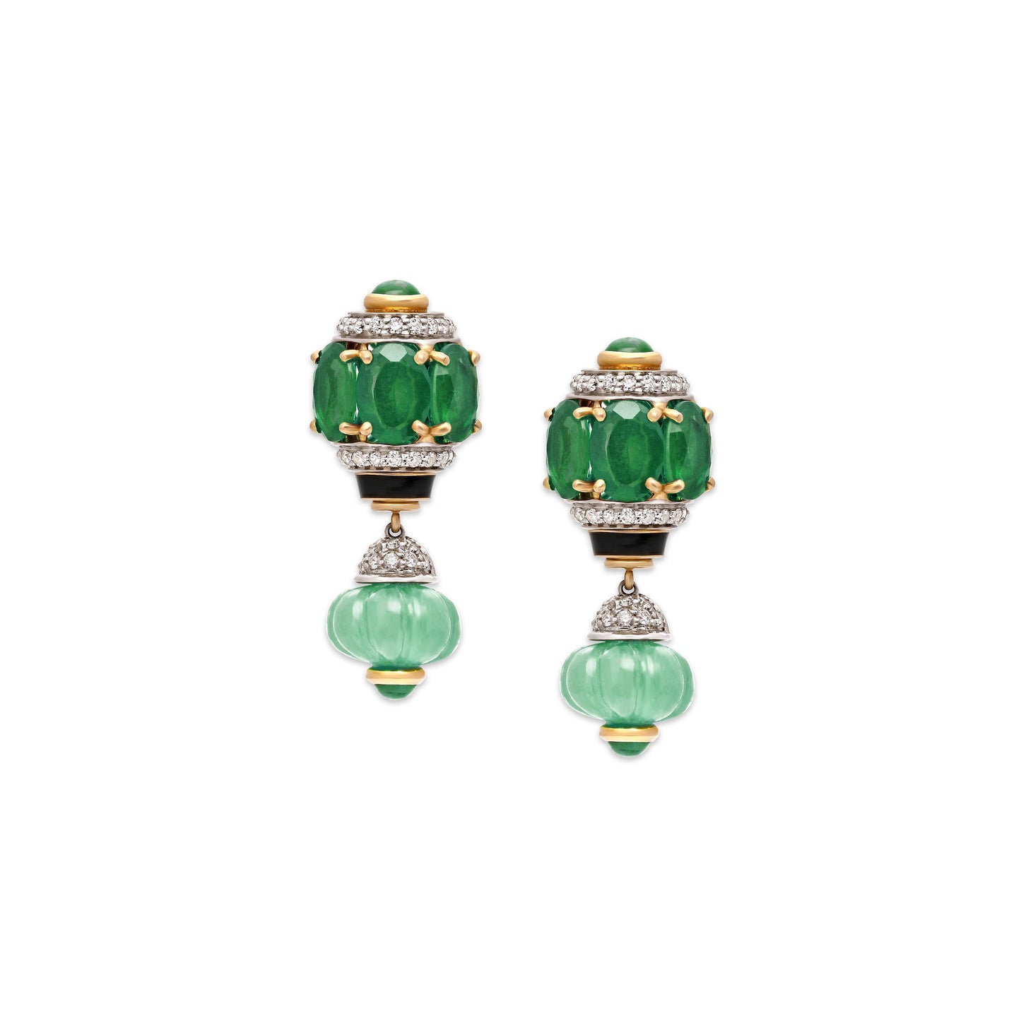 Emerald and Diamond Hanging Earrings