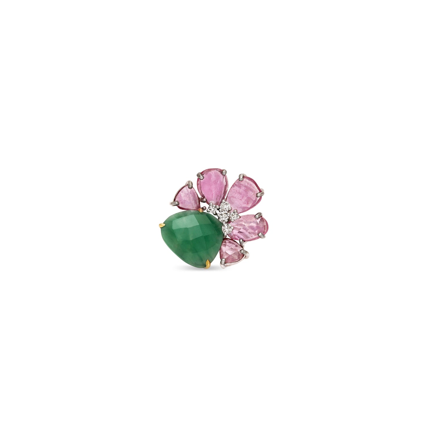 Ruby Diamond and Chalcedony Drop Ring