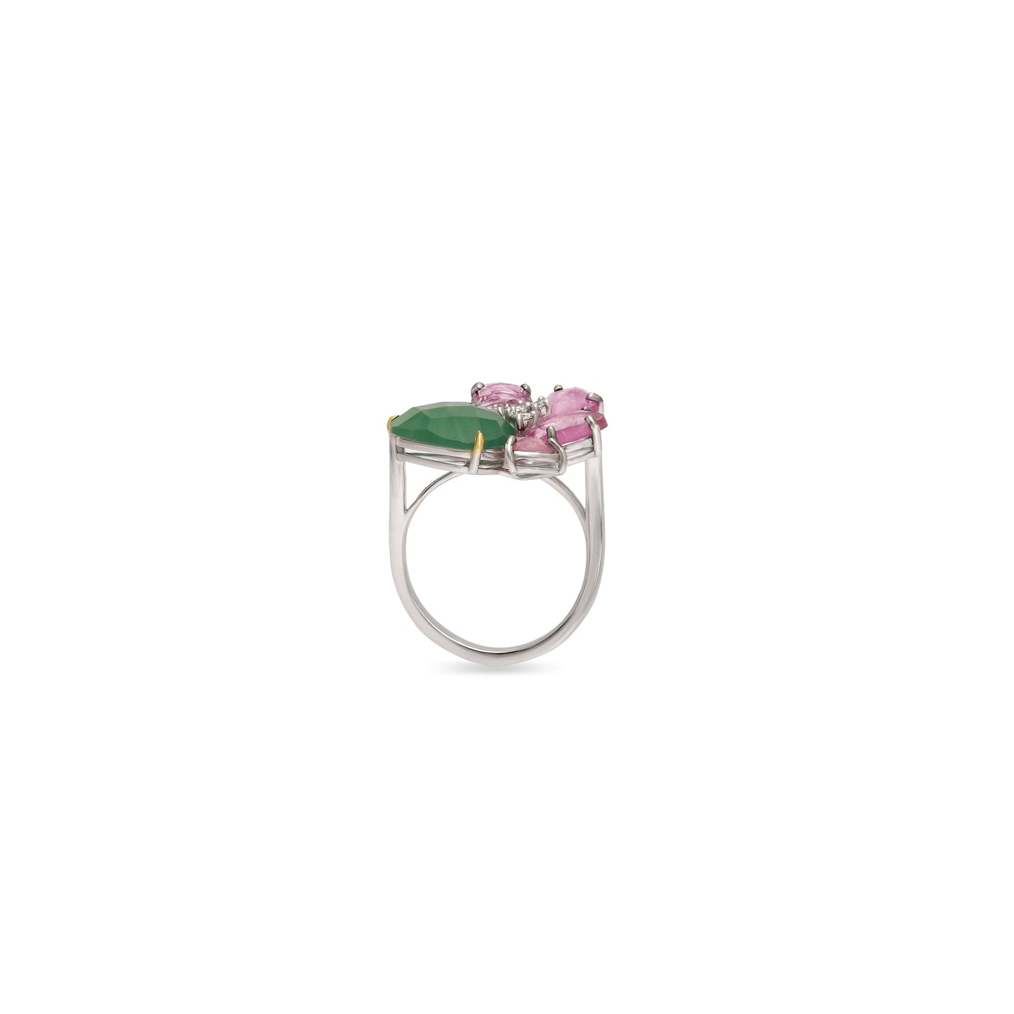 Ruby Diamond and Chalcedony Drop Ring
