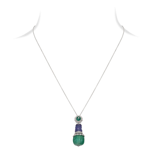 Tanzanite and Green Onyx Pendant