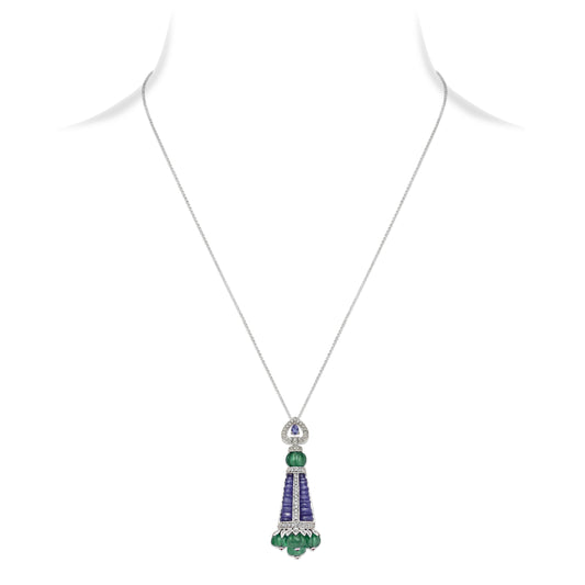Tanzanite and Green Onyx Pendant Necklace
