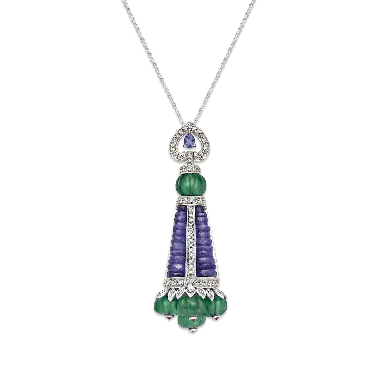 Tanzanite and Green Onyx Pendant Necklace