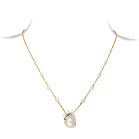 Keshi Pearl and Emerald Pendant