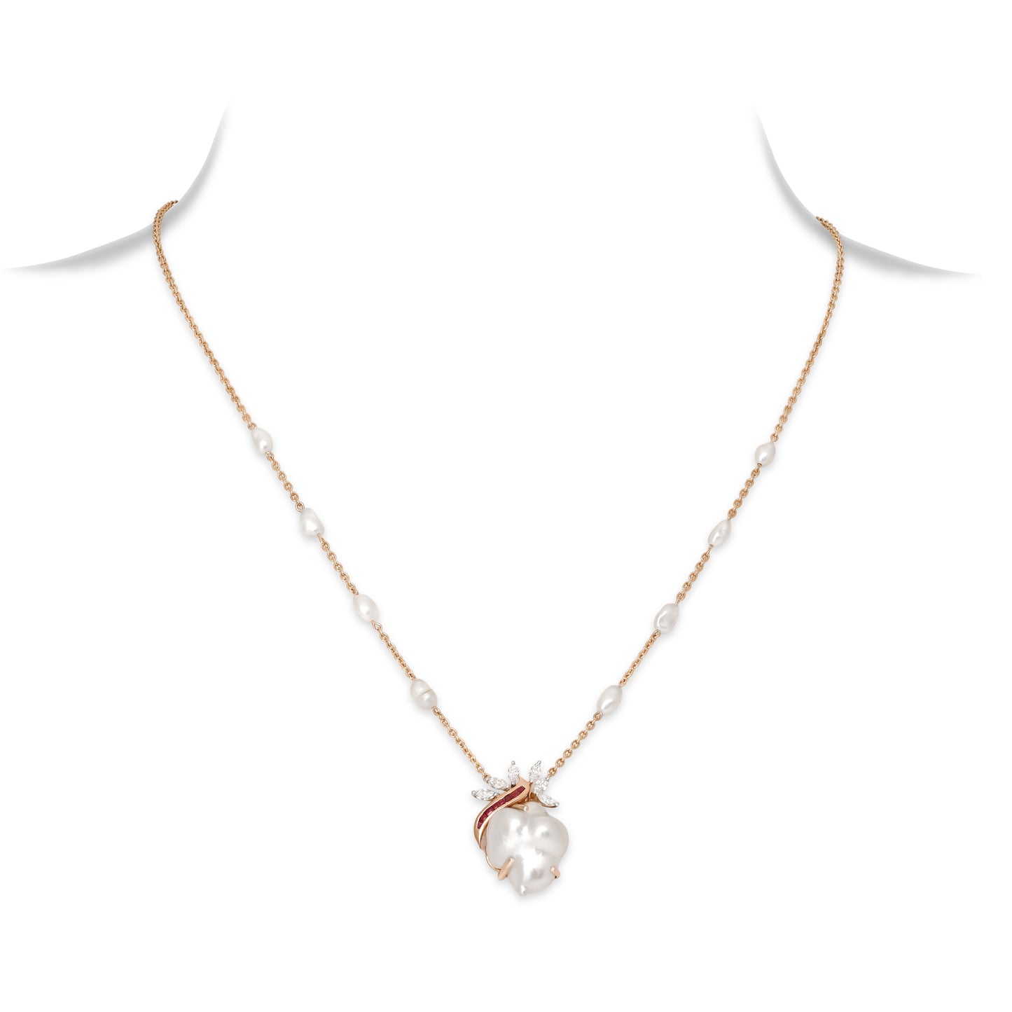 Keshi Pearl and Ruby Pendant