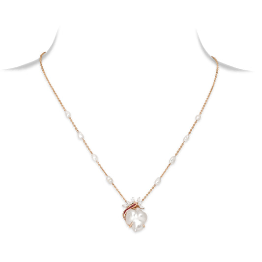 Keshi Pearl and Ruby Pendant