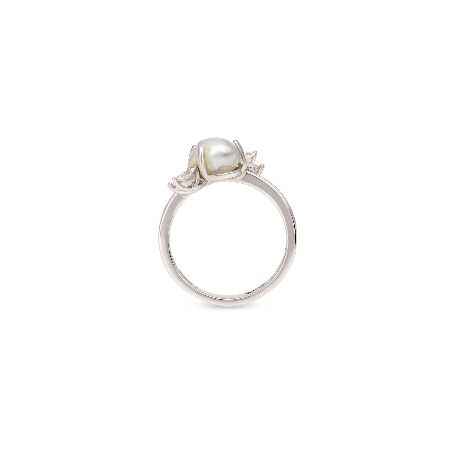 Keshi Pearl and Diamond Ring