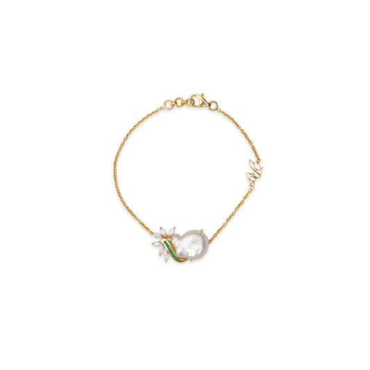 Keshi Pearl and Emerald Bracelet