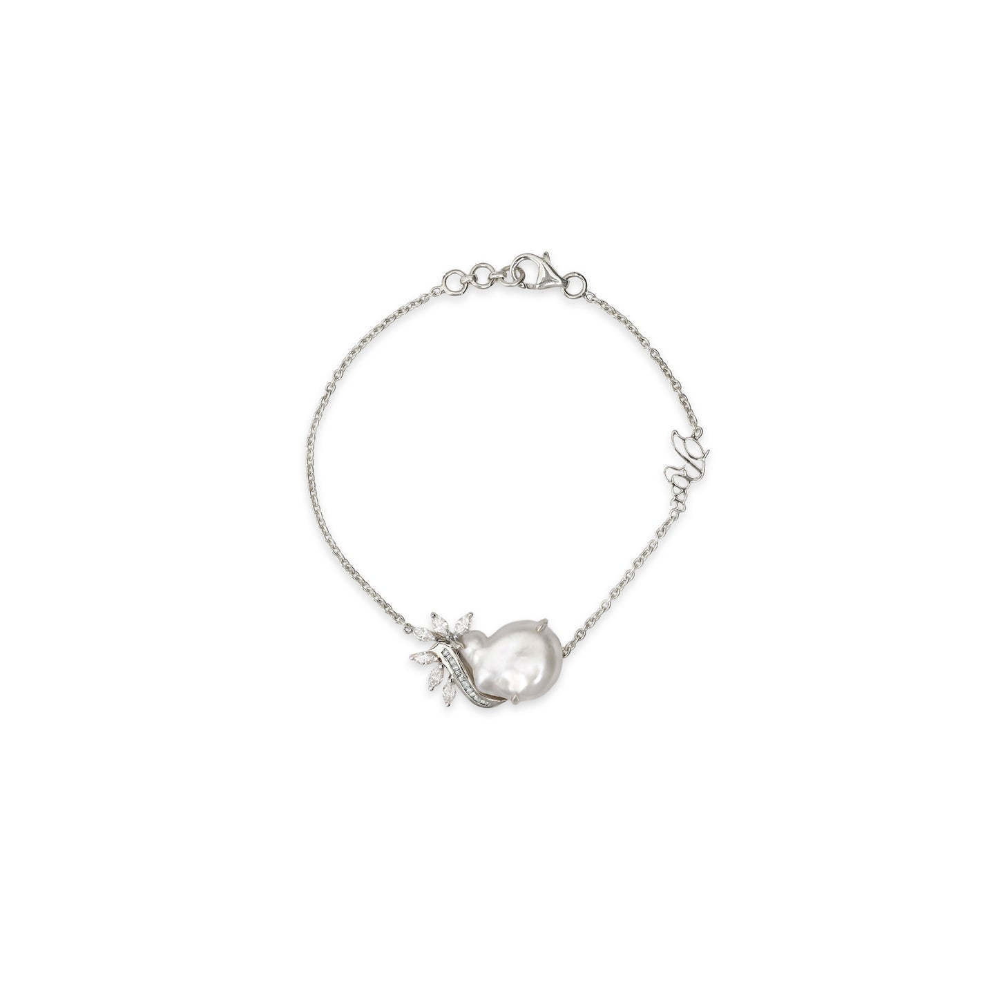 Keshi Pearl and Diamond Bracelet