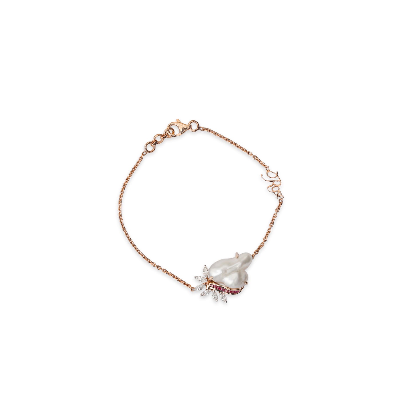 Keshi Pearl and Ruby Bracelet