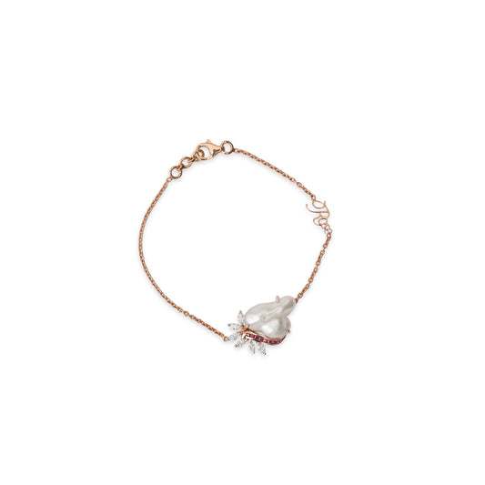 Keshi Pearl and Ruby Bracelet