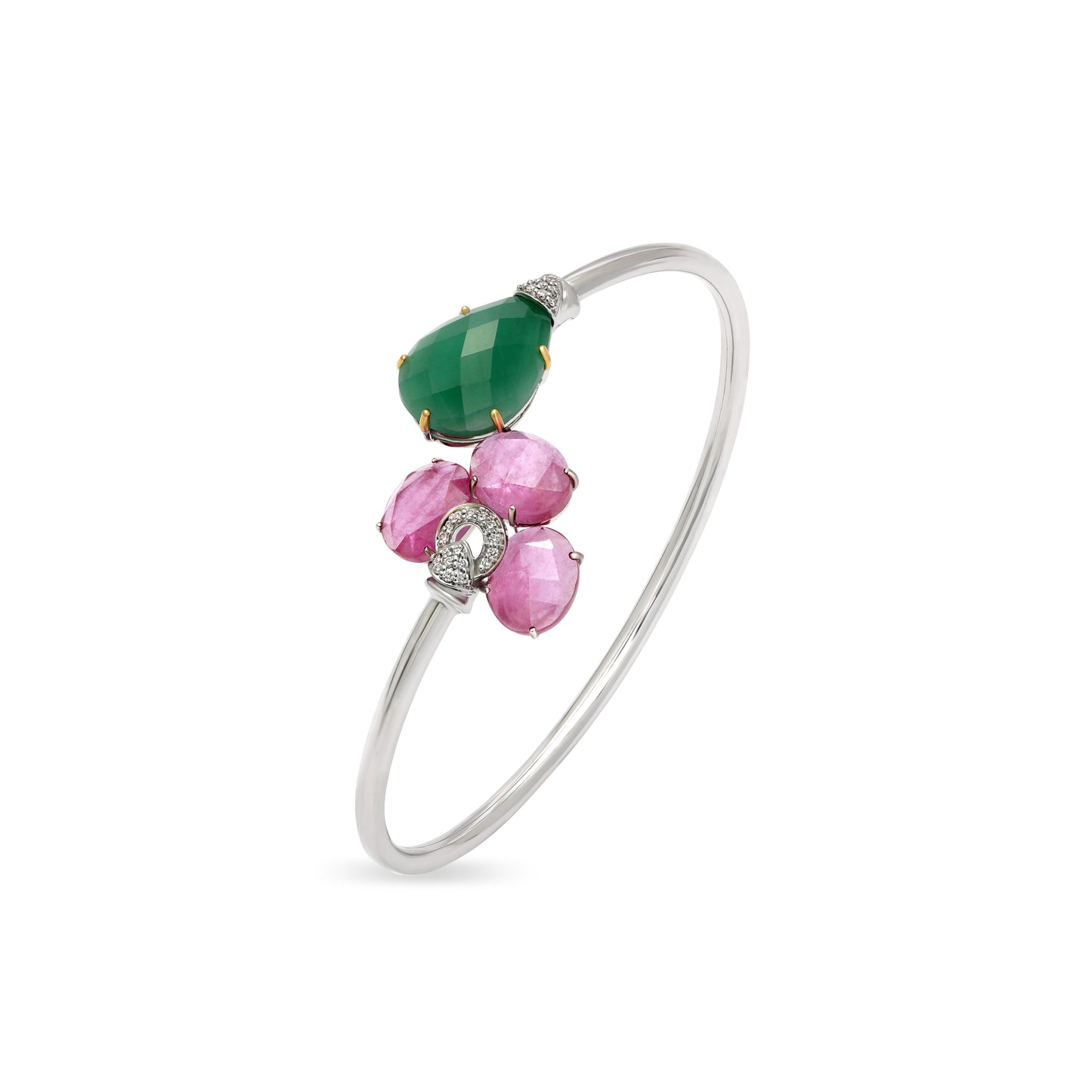 Ruby and Chalcedony Drop Spring Bracelet