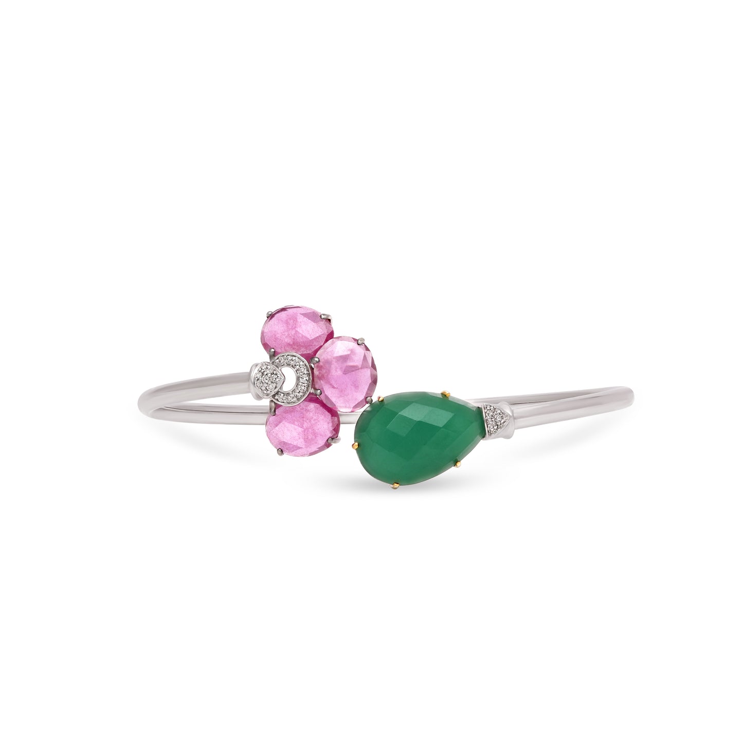 Ruby and Chalcedony Drop Spring Bracelet