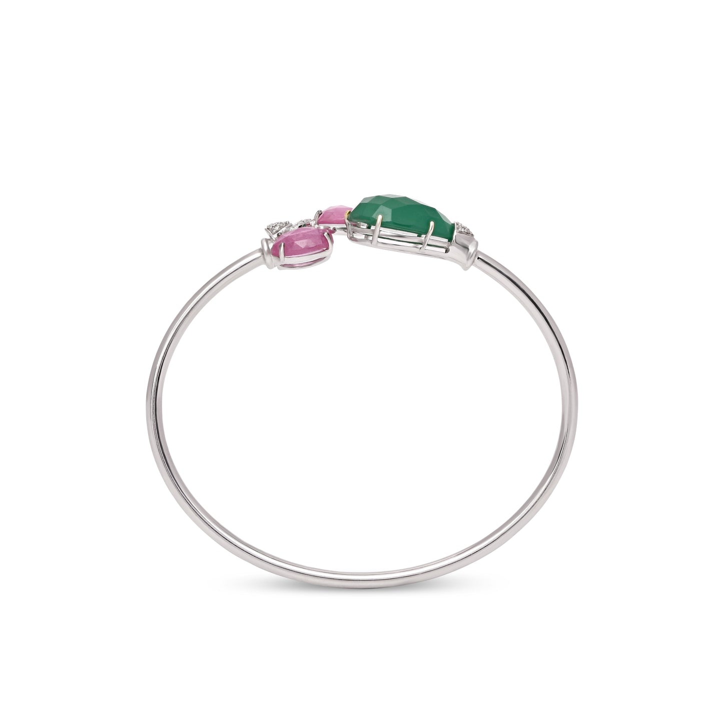 Ruby and Chalcedony Drop Spring Bracelet