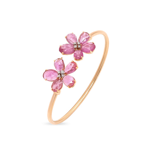 Ruby and Diamond Floral Bracelet