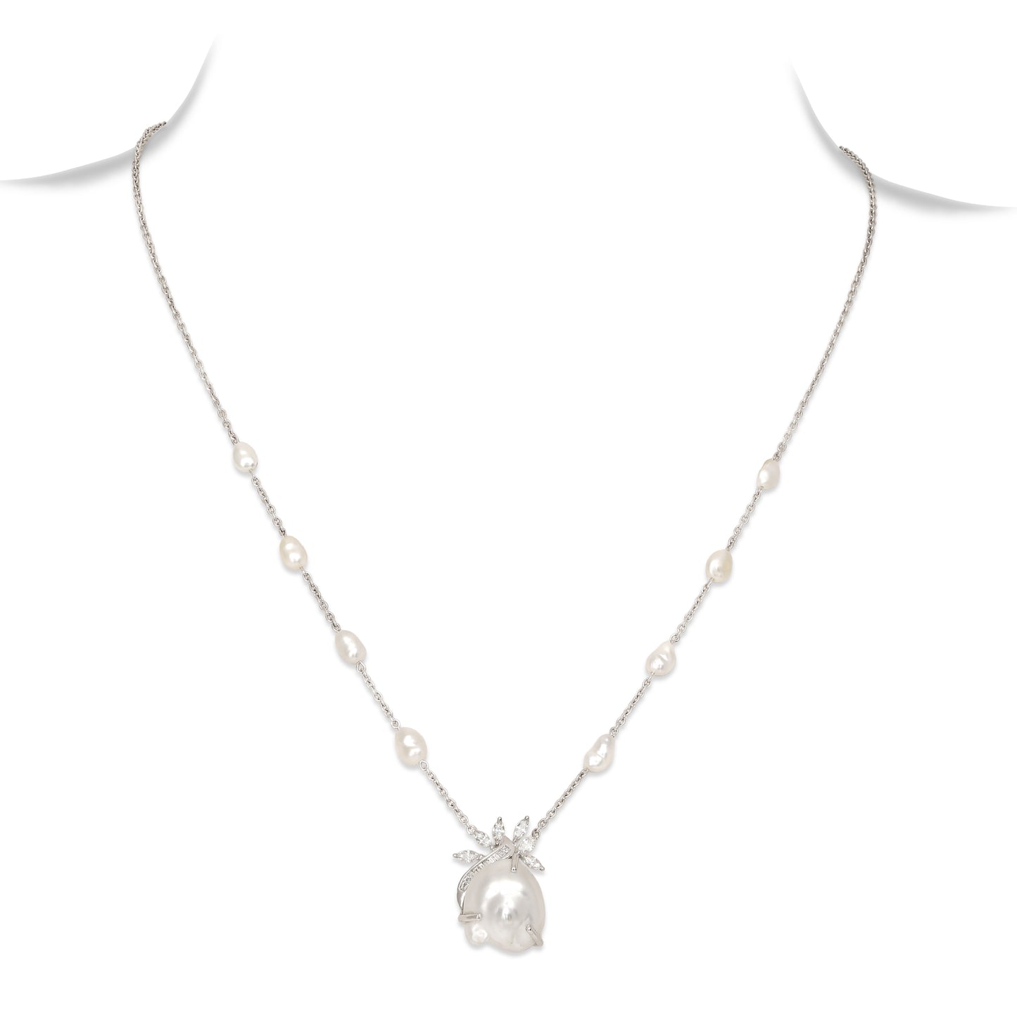 Keshi Pearl and Diamond Pendant