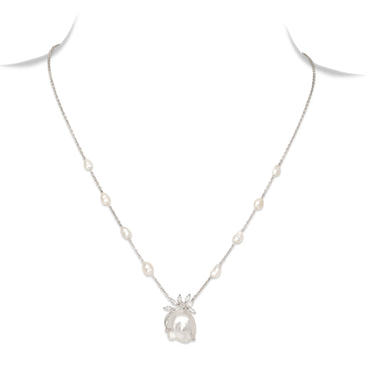 Keshi Pearl and Diamond Pendant