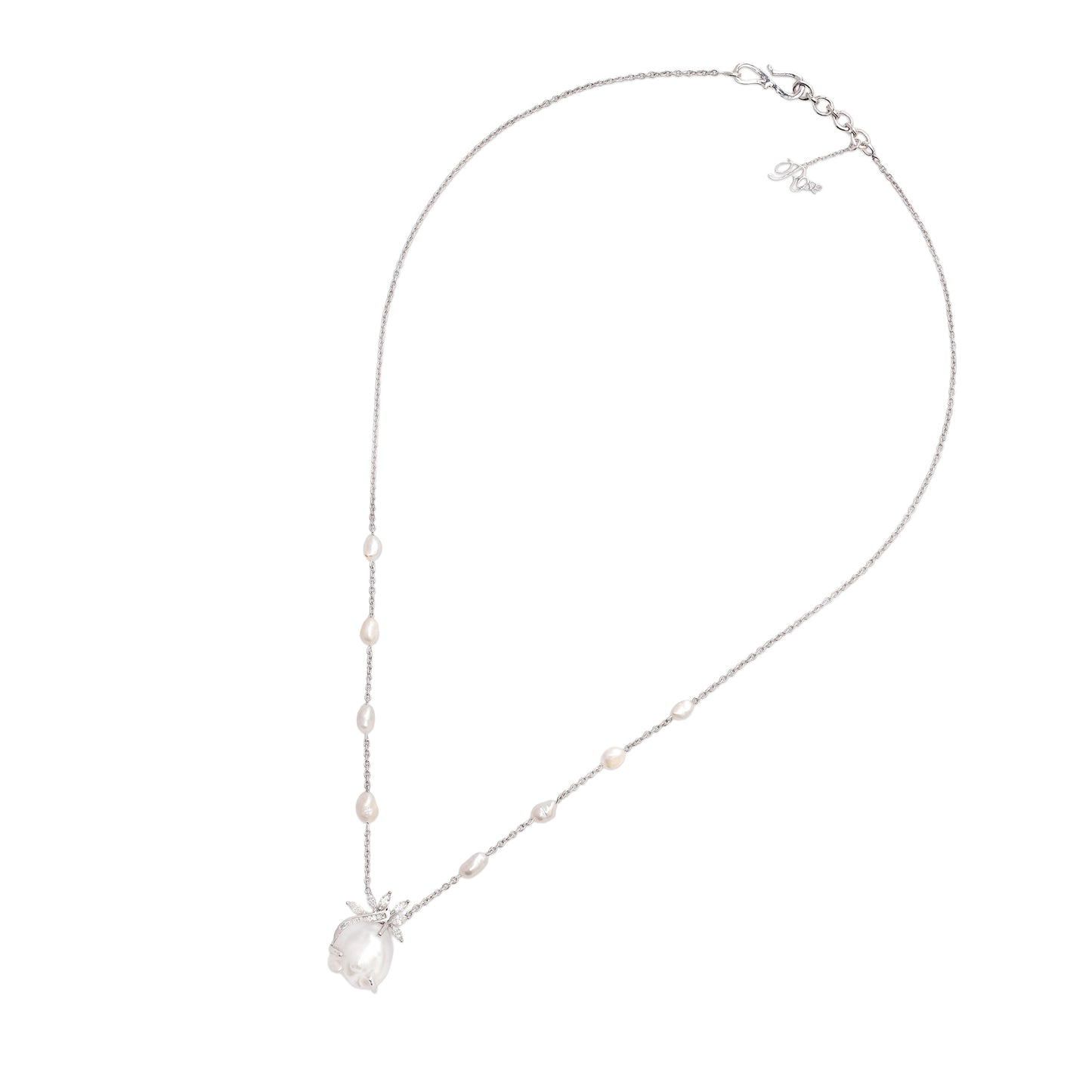 Keshi Pearl and Diamond Pendant