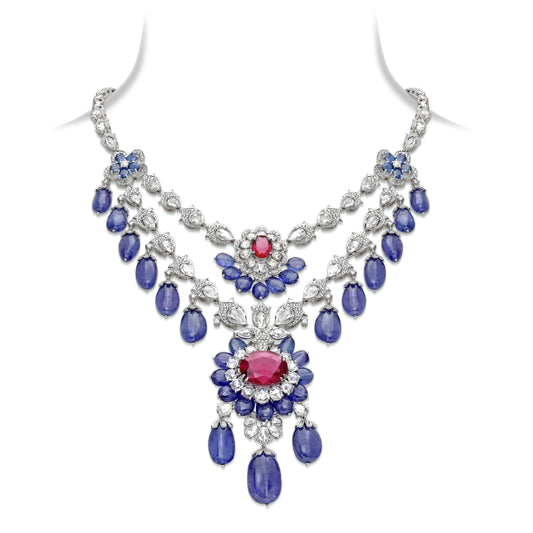 Rubelite Tanzanite Bridal Necklace