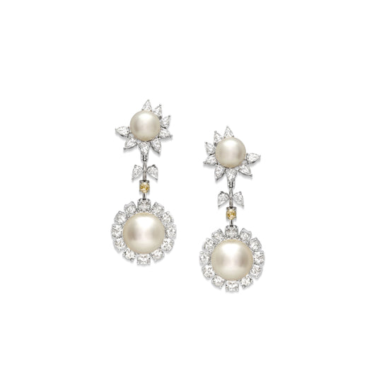 Classic Diamond & Pearl Bridal Earrings