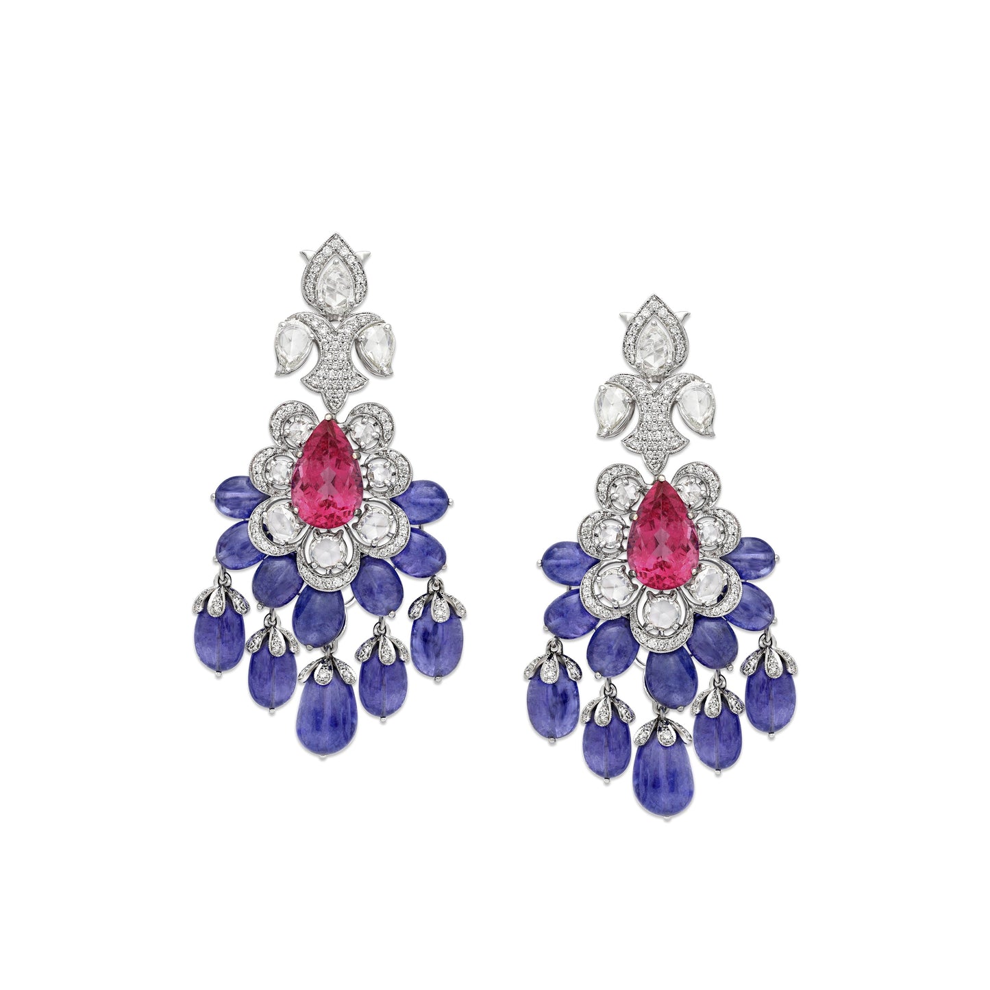 Rubelite Tanzanite Bridal Earrings