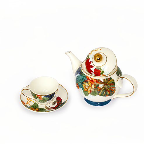 Japanese Pond - Tea Set of 13 pieces (1 tea pot with lid, 6 cups and 6 saucers)
