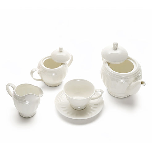 Imperial Fine - Tea Set of 15 pcs (6 teacups, 6 saucers, 1 tea pot with lid, 1 sugar pot with lid, 1 creamer)
