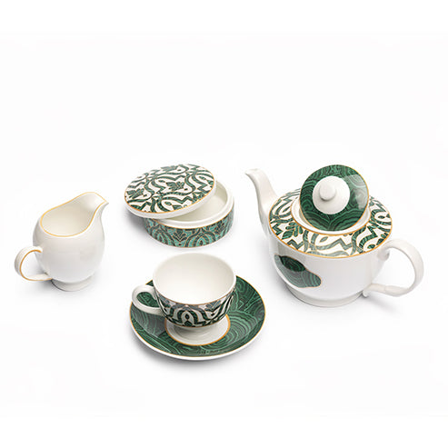 Malachite - Tea Set of 17 pieces