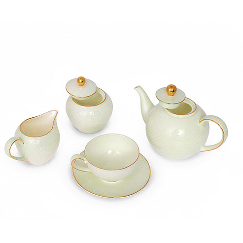Verdi Honey Comb - Tea Set of 17 pieces
(6 tea cups, 6 saucers, 1 creamer, 1 sugar pot with lid, 1 tea pot with lid)
