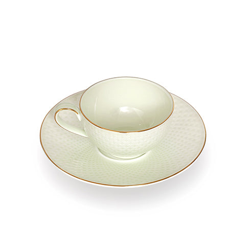 Verdi Honey Comb - Tea Cup & Saucer Set 12 pieces (6 Tea cups & 6 Saucers)